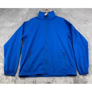 L.L. Bean Trail Windbreaker Jacket Mens M Blue Lightweight Nylon Full Zip Hoodie